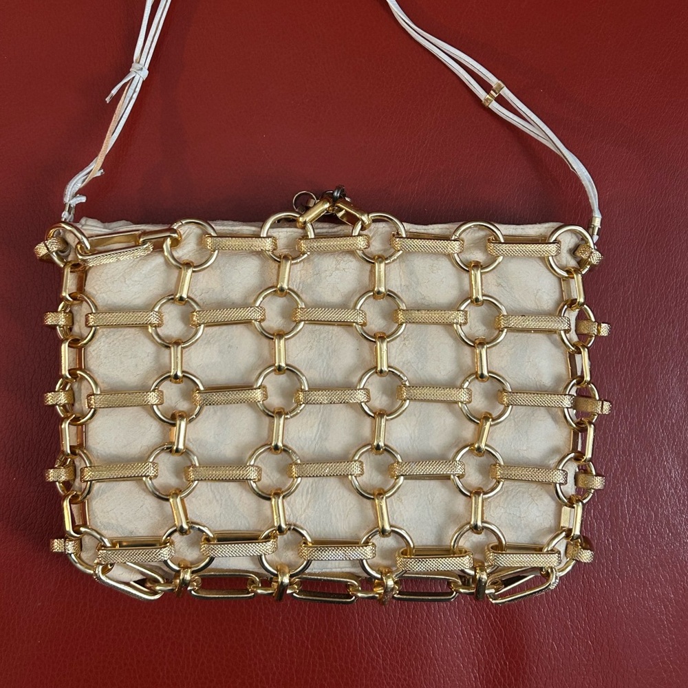 Vintage MCM gold chain link open design purse from the 1960’s.